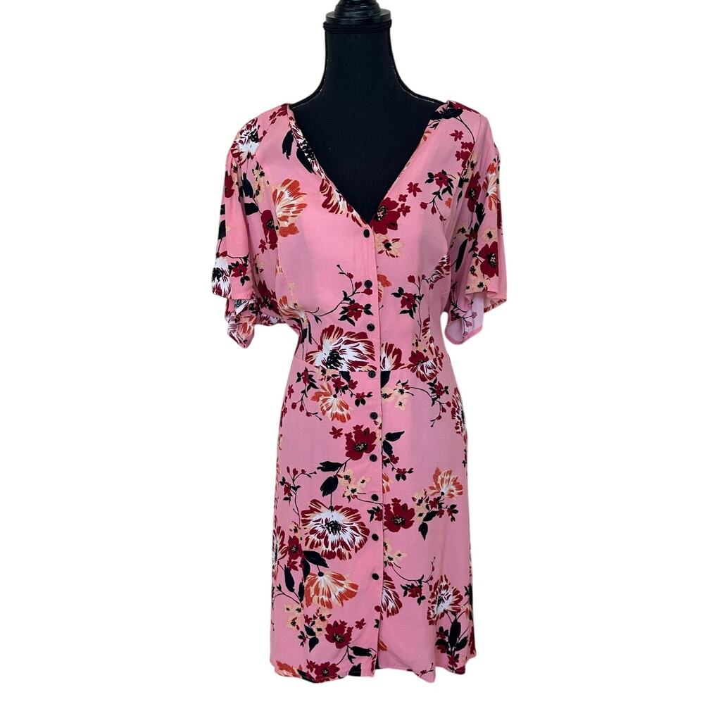 City Chic Pink Floral Mini Wrap Dress Size 20 Work Party Wedding Romantic $100 - Picture 6 of 10